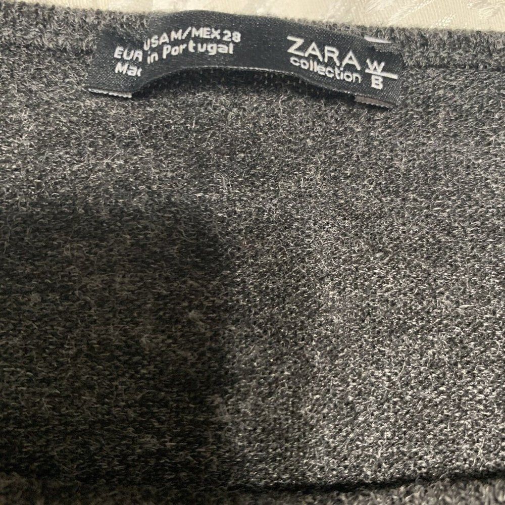 zara wb womens solid charcoal gray cold shoulder long sleeve sweater top medium - Picture 4 of 4